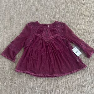 Free People PinkLace 3/4 Sleeve Flowy Top